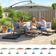 3(m) Garden Banana Parasol Cantilever Umbrella w/ Base Weights & Cover