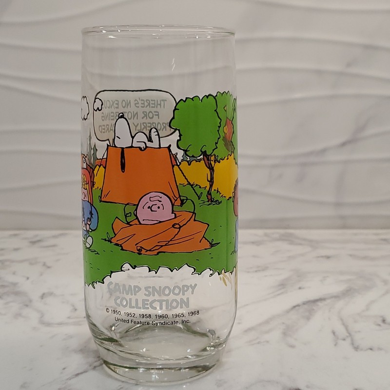 Vintage McDonald's 1983 Camp Snoopy Peanuts Character Glass