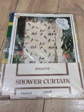 VTG Parrot Shower Curtain Tropical Bird Print 70x72 Multicolor 80's New