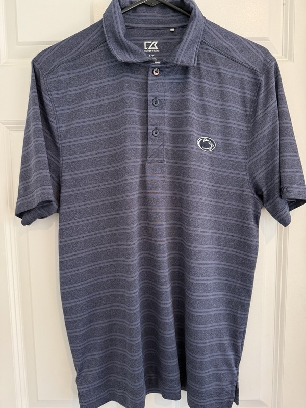 Cutter & Buck Penn State Nittany Lions Mens S Golf Polo Shirt BlueGray Striped