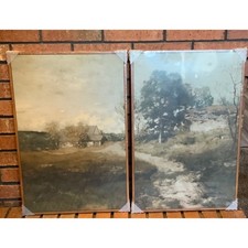 Rustic Farmhouse 2 pcs Wooden Framed Prints Wall Decor 16x24" each
