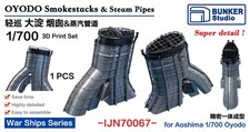 BUNKER IJN70067 1/700 OYODO Set di ciminiere e tubi a vapore stampa 3D per Aoshima