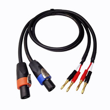 Speakon Cables, 12AWG NL4FX with Gold Plated Banana Plugs, Premium Speakon Co...