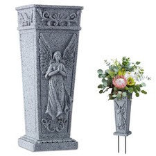 Cemetery Flowers Vase with Spike, Memorial Grave Vase Resin Flowers Holder fo...