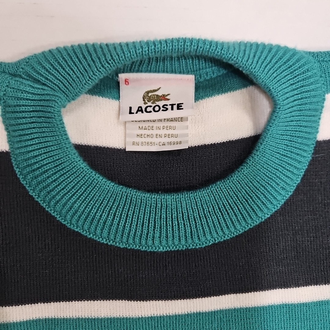Lacoste Crew Neck Striped Sweater Size 6 Purple And Teal Lot Of 2 thumbnail 4