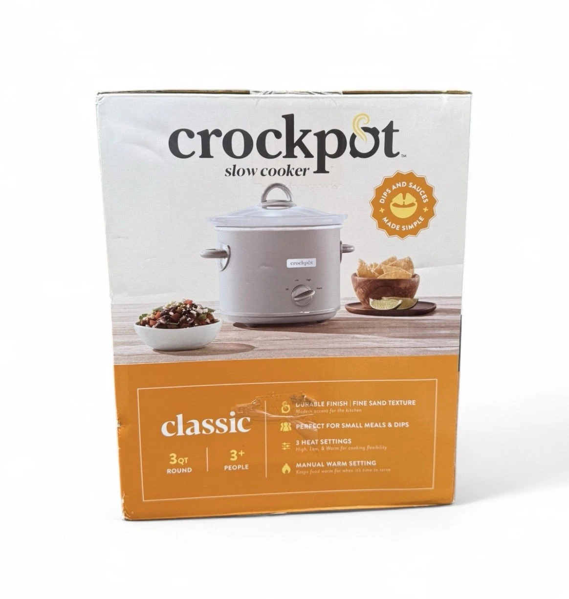 Crock-Pot Classic 3qt Slow Cooker Beige Stoneware Manual Dishwasher Safe NEW