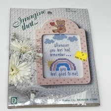VTG 1989 DMC Threads Needlepoint Kit 6106 Feel Good w/Pink Frame-New Old Stock