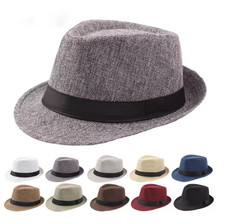 Mens Pork Pie Hat Classic Textured Ribbed Band Porkpie Hat Men Trilby Hats