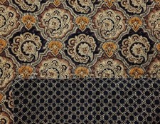 Double-Face Quilted Black Brown Floral Rings 42" Wide Fabric by the Yard D264.12