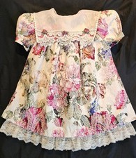 Vintage BONNIE JEAN Floral Lace 80's Girls Size 4T Dress Rosebud Collar USA EXC