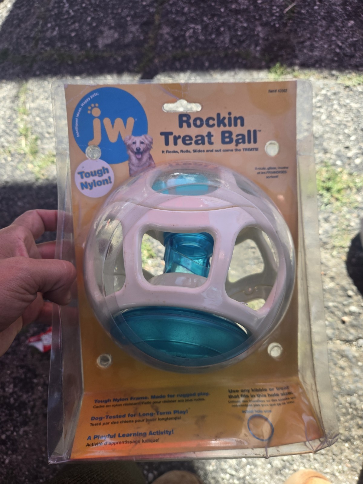 JW Pet Rocking Treat  Ball Dog  Toy  Tough Nylon  Non Toxic