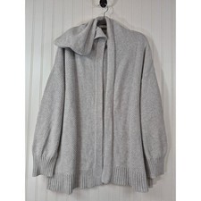 Gap Womens Light Heather Grey Mixed Stitch Hooded Open Front Cardigan Outdoor L