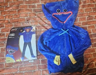 Poppy Playtime Huggy Wuggy Hooded Sweatshirt Costume XL 14 16 Plush Zip Jacket