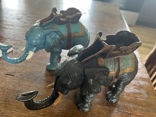 Vintage Cast Iron Blue Elephant Mechanical Coin Bank