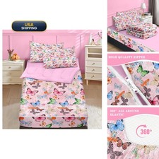 Nesker Butterfly Twin Bedding for Girls 3-Piece All-in-one