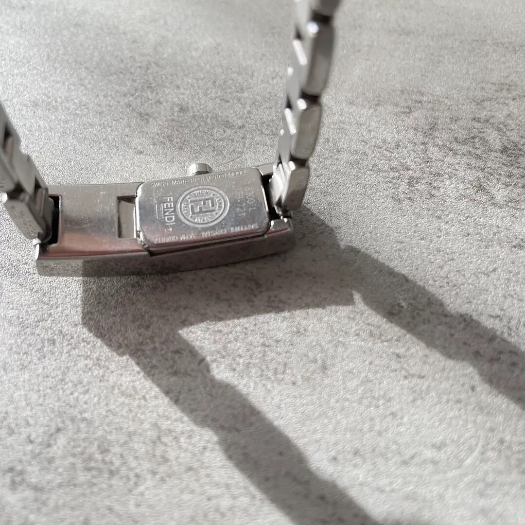 FENDI Diamond Rectangular Watch Quartz Silver Use… - image 3