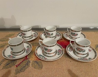 Vista Alegre Portugal Floral Demitasse Cup and Saucer Set of 6