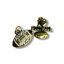 Set of 2 Football Pendant Charms Goldtone .75" Love Football