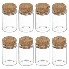 8Pcs Mini Glass Bottles with Cork Stoppers, 5ml Small Clear Glass Jars