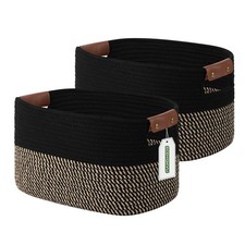 Cotton Rope Basket, Storage Baskets with Handle, 15x10x9 Inch Woven Basket fo...