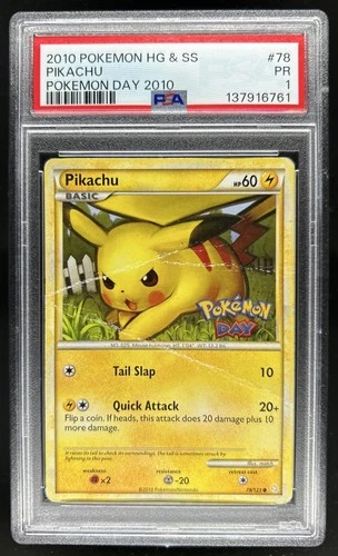2010 Pokemon HeartGold & SoulSilver Pikachu Promos Day #78/123 PSA 1