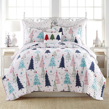 Merry  Bright Collecion - White Pine Quilt Set - Full/Queen Holiday Quilt 88X92