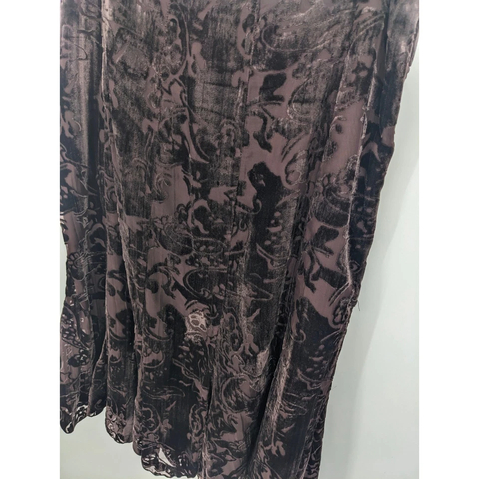 Falda Coldwater Creek Pequeña Marrón Burnout Terciopelo Floral Maxi Capricho Y2K Años 90 Foto 2 de 4