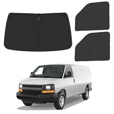 Front Windshield   Side Window Sun Silver  Black-Fit 1996-2025 Chevy Express