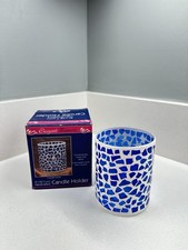 Blue Mosaic Glass Candle Holder 5 Handcrafted Elegant Moments