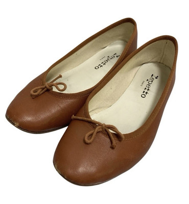 Repetto Brown Leather Ballet Flats Bow Slip-On Round Toe Women s EU 36