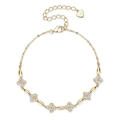 Clover Flower Dazzling Moissanite Bracelet 925 Sterling Silver Yellow  Gift
