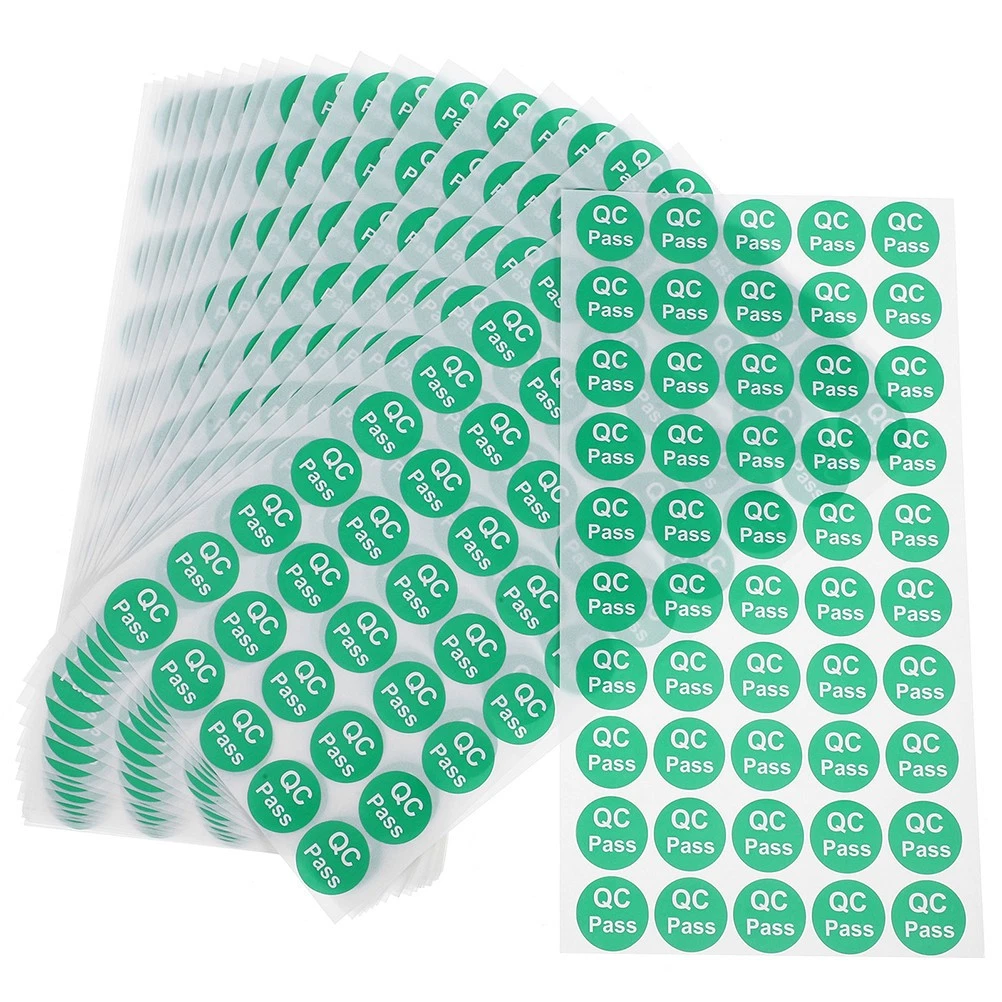 Etiquetas de papel redondas pasadas de almacén 1000 piezas pegatinas de control de calidad