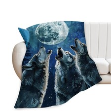 Wolf Throw Blanket Soft Warm Cozy Fleece Couch Sofa Bed Animal Decor 50x40