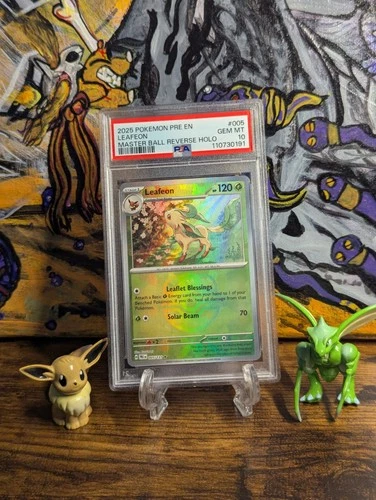 Pokemon SV 🌿  Prismatic Evolutions Holo Leafeon Master Ball 005/131 PSA 10 ✨