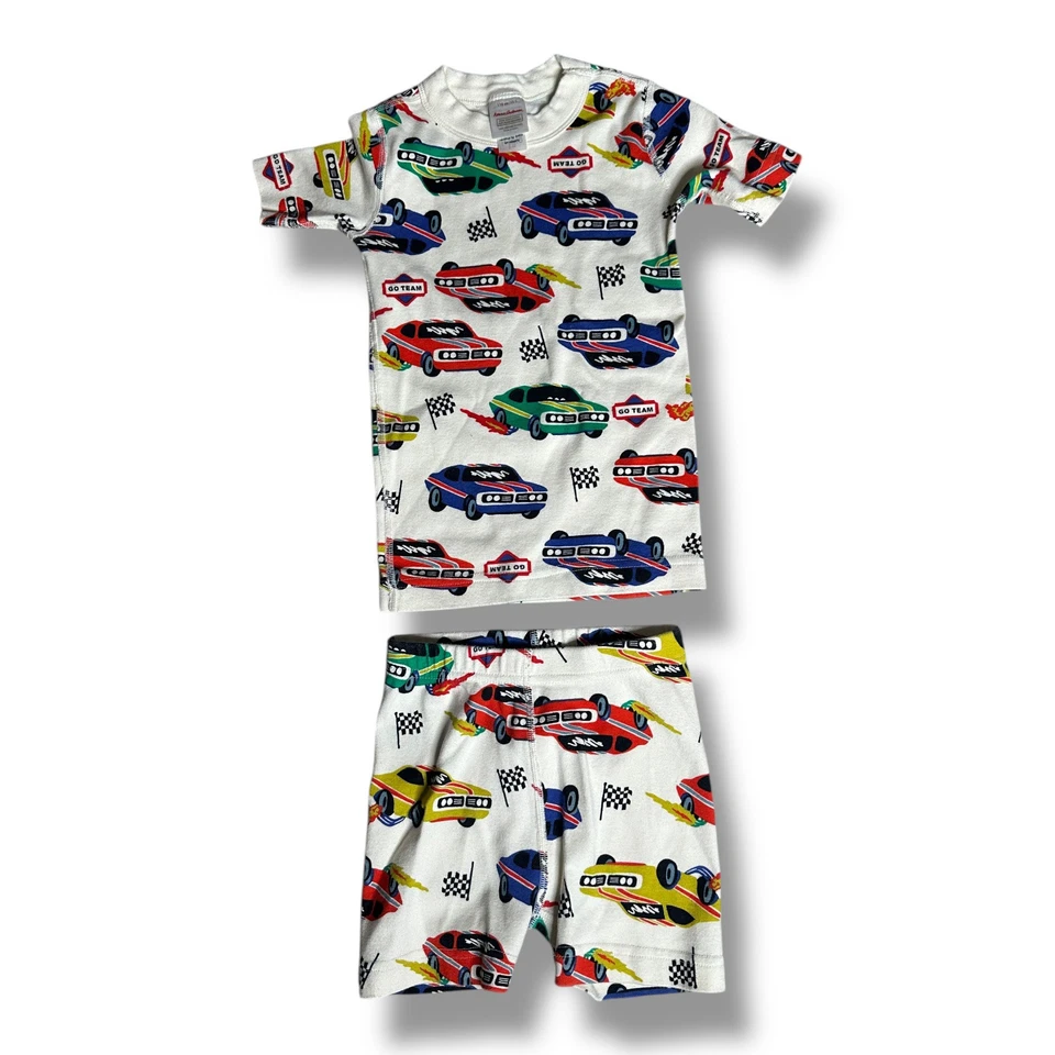 Pijama Hanna Andersson Boy’s Hot Rod Cars Vehicles conjunto de 2 peças tamanho 5 shorts - Imagem 2 de 4