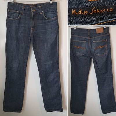 Nudie Co Jeans Slim Jim Dry Broken Twill Herren Blau Denim Jeans Größe W32 x L34
