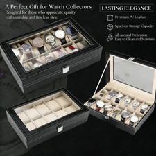 12 Slot PU Leather Watch Display Storage Case Organizer Box Gifts