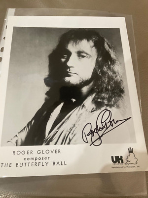 ROGER GLOVER DEEP PURPLE SIGNED 8x10 butterfly ball promo photo AUTOGRAPH