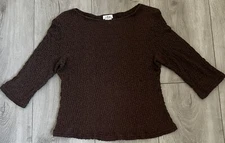 Creative Design Works CDW Brown Stretchy Top Womens Large Sheer Made USA