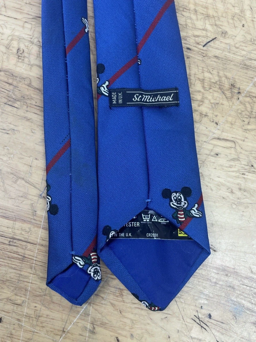 Tie Mickey Mouse ST MICHAEL Vintage Disney Blue Made In UK Polyester
