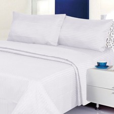1800 Count Deluxe 4-Piece Dobby Stripe 100 Cotton Deep Pocket Bed Sheet Set