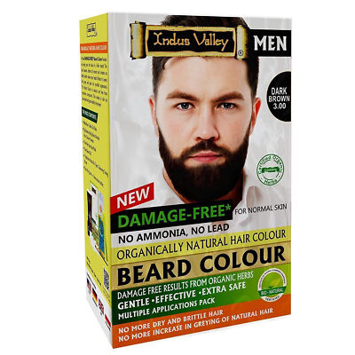 INDUS VALLEY Natural Damage Free Beard Hair Color ,Dark Brown -86g.