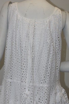 Robe Trapèze Oscar De La Renta Broderie Anglaise Blanc Neuf Avec étiquettes - Taille 10, Longueur Mini