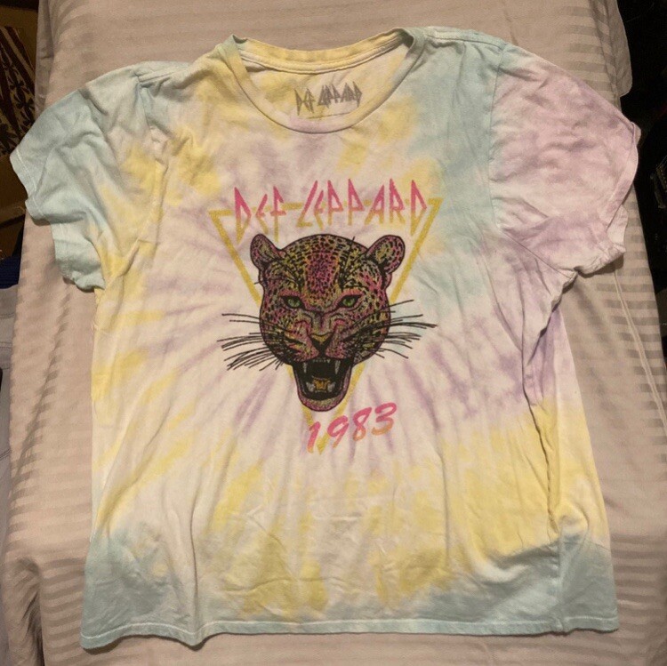 Def Leppard 1983 Shirt by Goodie two sleeve Tie Dye size XXL