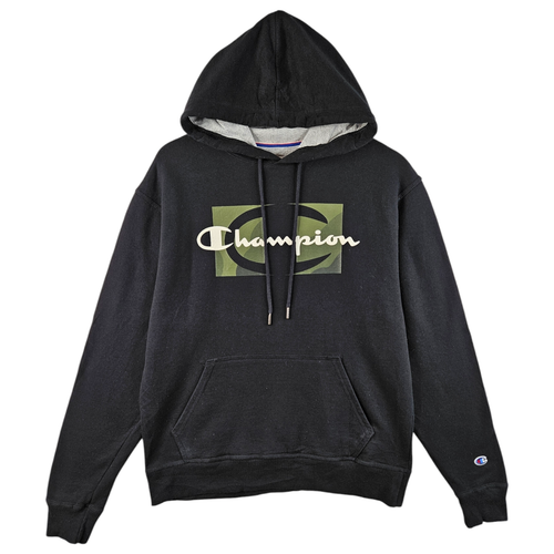 Suéter Jersey Champion Para Hombres Negro Gráfico Logo Spellout Talla Mediana M