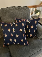 2 Ralph Lauren Grand Flora Decorative Square Throw Pillow Indigo Blue NEW 430