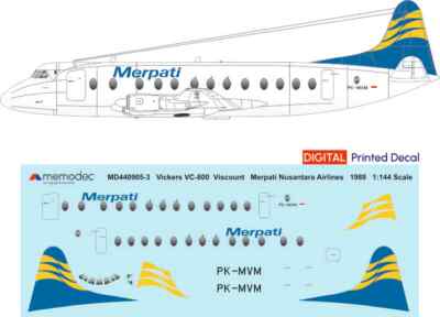 Vickers Viscount VC-800 Merpati Nusantara Airlines (1988) (1/144, 1/200, 1/100)