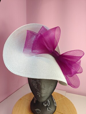 Plum Fascinators For Weddings White Plum Pink Large Straw