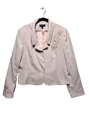 John Meyer Collection Blazer Jacket Women's 18 Peach Floral Beaded Embroidered