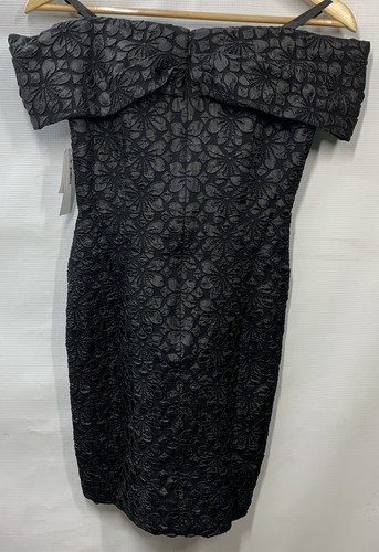Donna Morgan Women's Cute Mini Cocktail Dress Black Size 6 Raised Floral Print - Picture 5 of 9
